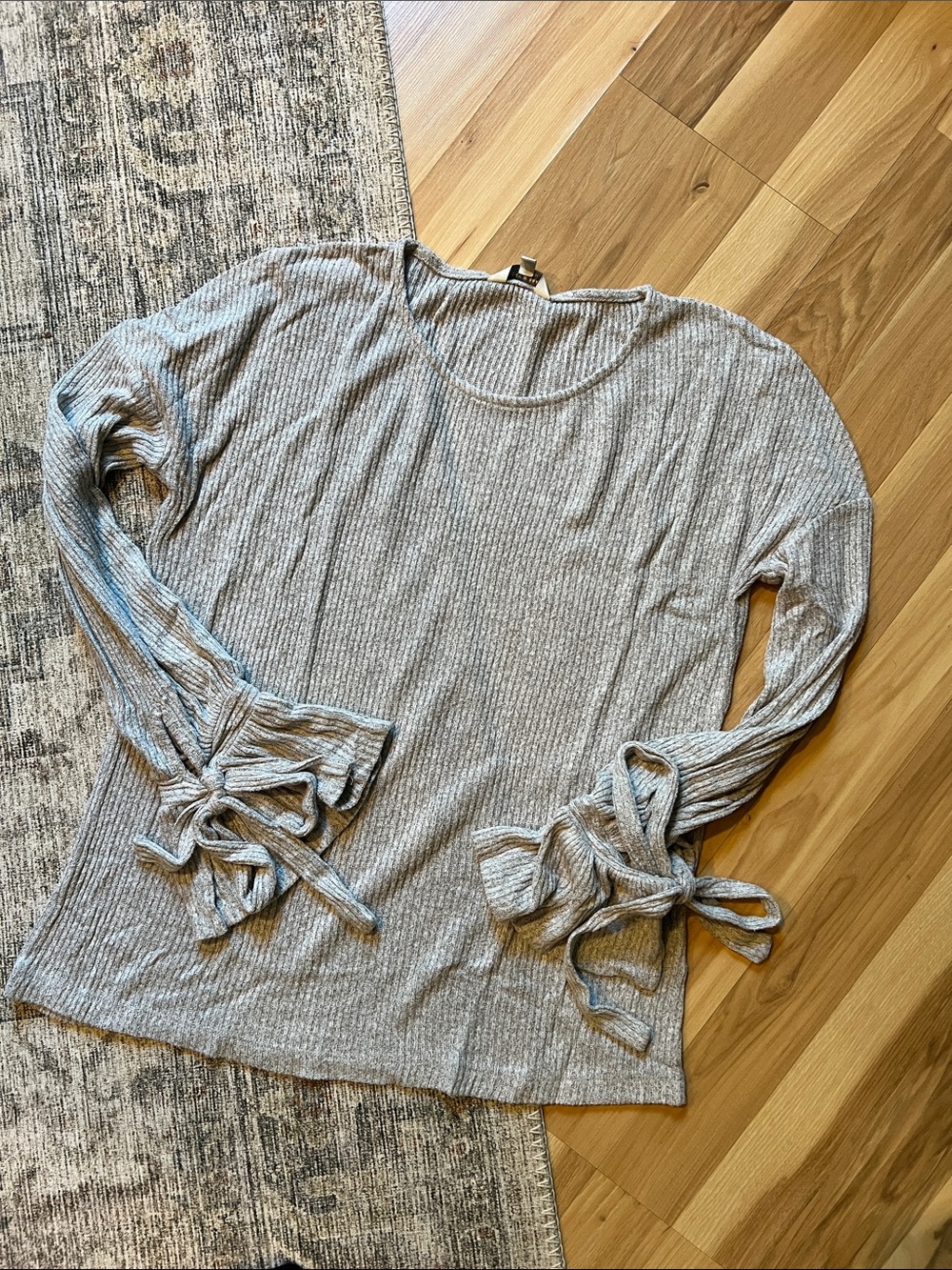 Ribbed Gray Sweater Top